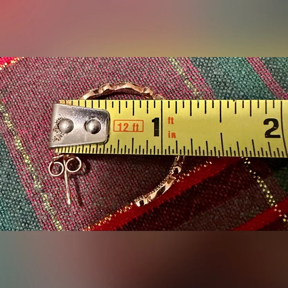 925 Sterling Silver CZ Dangle Hoop Earrings – Milor Italy (Rose Gold–Tone) ✨ - Picture 4 of 8